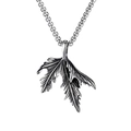 Retro silver leaf pendant necklace in stainless steel with vintage textured finish - Retro Small Leaf Style