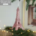 Pink glitter Eiffel Tower Christmas tree ornament 14.5x6.5cm festive decoration - Tower Style
