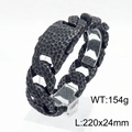 Bracciale da uomo in acciaio al titanio nero martellato vintage con fibbia industriale - 24mm Argento Antico (KB153096-KJX)