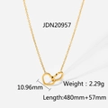 Détail du collier double cœur en or 18 carats avec dimensions et spécifications de poids - Or (JDN20957)