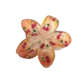 Translucent orange flower hair claw clip with cherry patterns for hair styling - UV Print Plumeria [Orange Fruit]