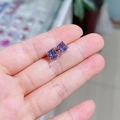 Minimalist square purple zircon stud earrings with silver four-prong setting - Purple