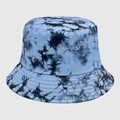 Cappello da pescatore reversibile con motivo tie-dye azzurro e tesa cucita - M (56-58cm) / Tie-Dye Maculato Blu Chiaro Nero (39)
