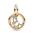 S925 sterling silver golden zodiac charm with sparkling star-shaped zirconias - Aquarius