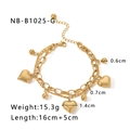 Detailed view of double-layer gold heart bracelet with dimensions 16cm+5cm and 1.4cm charm - 18K Gold / Gold (NB-B1025-G)