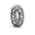 DIY chrome numeric zero alloy charm with sparkling rhinestones for custom bracelets - Number 0 / Chrome
