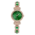 Elegant rose gold ladies quartz watch with green dial and sparkling gem embellishments - Green