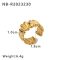 Irregular hollow heart ring in 18K gold plated finish with geometric design details - Heart Relief (NB-R2023230)