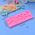 Pink silicone bow mold with 5 styles for DIY fondant and cake baking craft, 15.2cm long - Rectangular Bow Style (1)