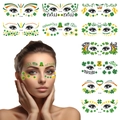 St. Patrick's Day wasserfeste Gesichts- und Augen-Tattoo-Aufkleber Set mit Kleeblättern - Irische Gesichtsaufkleber Montage (FF041-050)