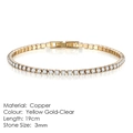 Classic tennis bracelet in 19cm yellow gold-plated copper with 3mm white zircon stones - 3mm Yellow Gold 19cm