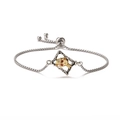 Verstellbares Evil-Eye-Totenkopf-Armband mit Zirkonia-Augen und zweifarbigem Metall - Dünne Edelstahlkette