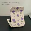 Miroir de maquillage pliable motif tulipe violette avec support en cuir PU de qualité - 11*16.5cm / Tulipe Violet Petit