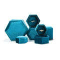 Hexagonal peacock blue velvet jewelry boxes in various sizes for rings and necklaces - Light Blue