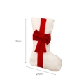Chaussette de Noël en peluche blanche avec nœud rouge, taille 45cm de haut par 27cm - Base Blanche Nœud Rouge