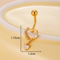Golden heart navel ring with cubic zirconia bow and drop pendant, 1.75cm size - 3#-Gold Tone Heart Pendant (HSPJ0143)