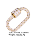 Oval gold screw clasp with white enamel grid pattern for DIY jewelry crafts - Style 75 (Gold White Enamel Grid Clasp 26.4x15mm)