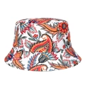White bucket hat with colorful paisley floral patterns for summer sun protection - M (56-58cm) / Colorful Paisley and Floral (M333—2)
