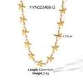 Collar de estrella de mar de acero de titanio chapado en oro de 18K con múltiples dijes - Estilo de Estrella de Mar (YYN023468-G)
