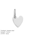 Silver stainless steel heart pendant for DIY jewelry, measuring 7x6mm with polished finish - 7*8 Steel Color