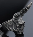 Gothic punk ramshoorn schedel ring met vintage zilveren afwerking en antiek effect - US 7 / Retro Zilver (16106)