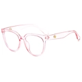 Pink transparent oversized frame glasses with round golden hinge accents and clear lenses - Light Pink
