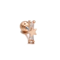Rose gold geometric ear stud featuring rectangular zircon and a delicate five-pointed star - Rose Gold Starburst