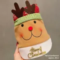Cappello renna natalizia in peluche con corna e bordo in maglia verde, regalo di Natale - Circonferenza circa 29cm / Cappello di Natale Renna con Fard