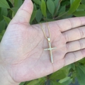 Detailed close-up of iced out 18K gold plated cross pendant with cubic zirconia inlay - Classic Full Micro-pave (5#)