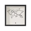 Black shadow box memory frame with minimalist world map for storing concert and travel tickets - World Map Adventure / 15x15cm / Black