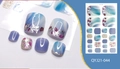 Macro detail of ocean-themed toe nail wraps with glitter, seashell charms and rhinestones - Fresh Blue Lilac Purple Ocean Style (QYJ21-044)