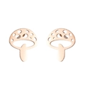 Rose gold mushroom shape stainless steel stud earrings for women in a pair - 431 Mushroom / Rose Gold
