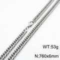 Collana a catena cubana in acciaio inossidabile argento 760x66mm 53g con moschettone - 6mm x 760mm