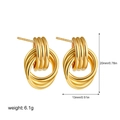 Detailed view of 18K gold two-tone multi-layered hoop earrings with dimensions shown - 18K Gold Small Double Ring Style (T142_1)