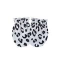 Newborn baby anti-scratch mittens with black and white leopard print cotton fabric - One Size / Black Leopard (Elastic Mittens)