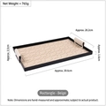 Vassoio rettangolare in pelle intrecciata con manici beige e cornice nera per scrivania - Rettangolare (Beige)