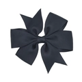 Detailed close-up of a dark blue grosgrain ribbon fishtail bow hair clip for girls - Dark Blue