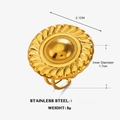 Anillo grueso vintage en acero inoxidable dorado con diseño geométrico redondo relieve - Dorado