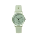 Minimalist light green silicone strap quartz watch with heart-shaped hands and Arabic numerals - Cyan