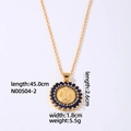Dettaglio della collana Vergine Maria con zirconi blu e specifiche delle dimensioni - Oro Zircone Blu Reale