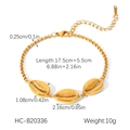 Gold stainless steel shell bracelet with adjustable extension chain for women - Gold Metal Shell Decorative Bracelet (HC-B20336)