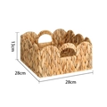 Panier de rangement tressé pastoral avec poignées et bord ondulé, taille 28x28x13cm - Panier Festonné Moyen 28CM