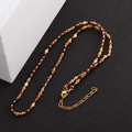 Beaded natural stone necklace with earth-tone faceted beads and golden accents - 3MM Diameter / Yellow Jasper