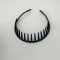Classic black wavy toothed headband made of durable resin for non-slip styling - Navy Blue