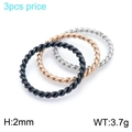 3pcs twisted rope stackable rings set in silver, rose gold and black stainless steel - US 7 / Steel, Black, And Rose Gold Rings Set (KR102387-Z)