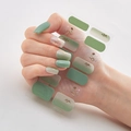 3D laser gold nail stickers in gradient green with foil accents model QGB-088 - Green Tone Gold Foil Gradient Style (DQ3-056)