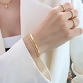 Elegantes 18K vergoldetes doppellagiges Schlangenketten Armband Set mit Ringen - Goldenes Armband 15+5cm