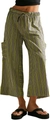 Detail of colorful vertical striped wide-leg pants featuring elastic waist with drawstring - S / Cyan