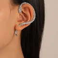 Gotische zilveren slangen oormanchet met realistische schubbenstructuur voor dames - Slangen ear cuff - Linkeroor - Zilver (X181)