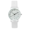 Minimalist women's quartz watch with white silicone strap and black Arabic numerals - White